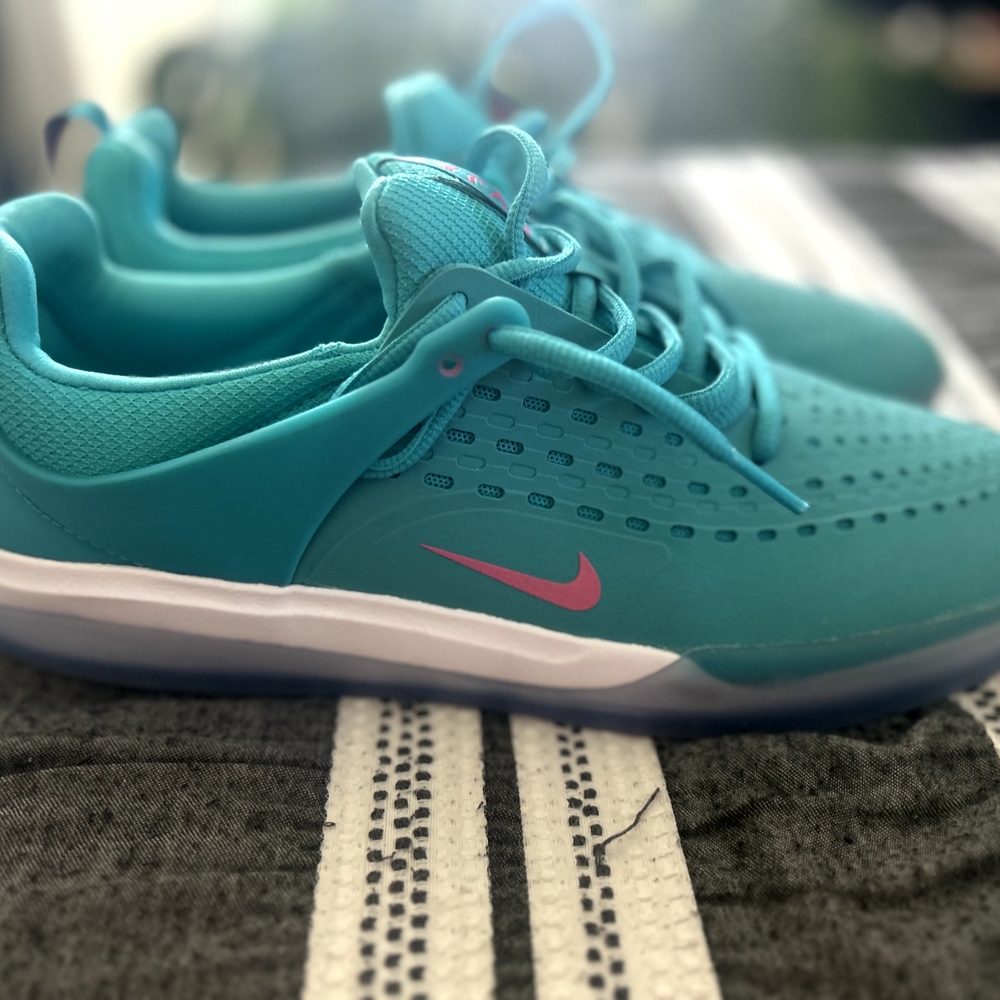 Nike Turquoise Shoes with Pink Logo